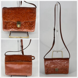 Patricia Nash Brown Tooled Leather Lanza Crossbody Bag & Clutch